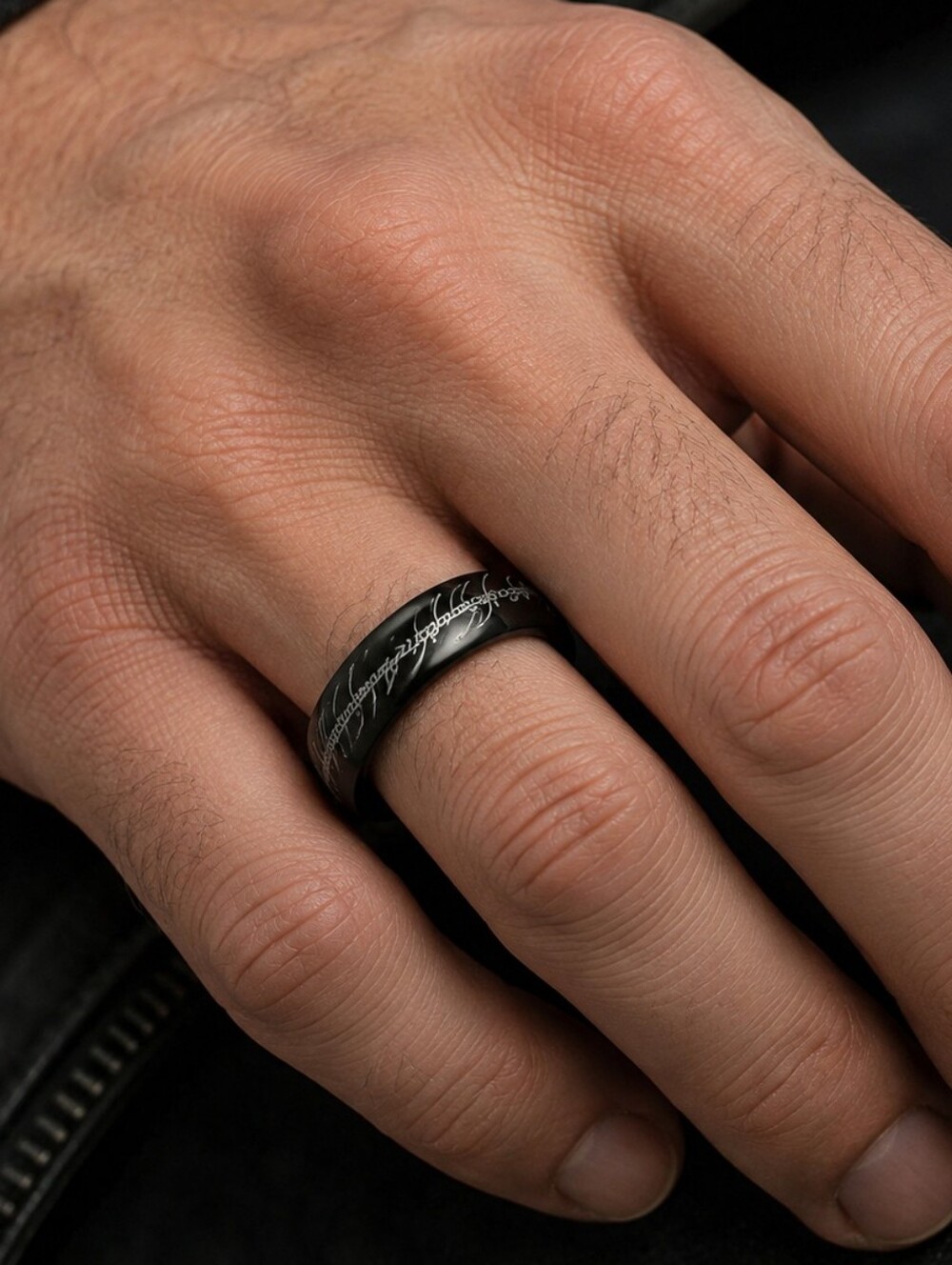 Lord Of The Rings Unisex Black Stainless Steel The One Ring Size 9.5